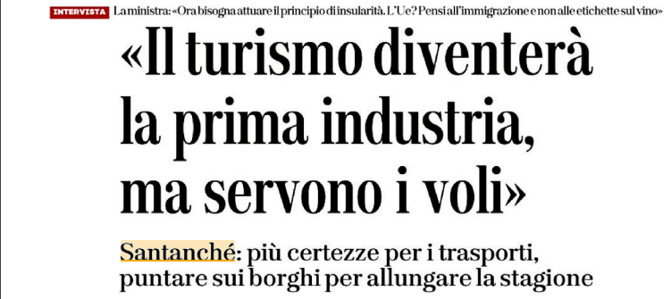 Intervista del Ministro Santanchè a L’Unione Sarda